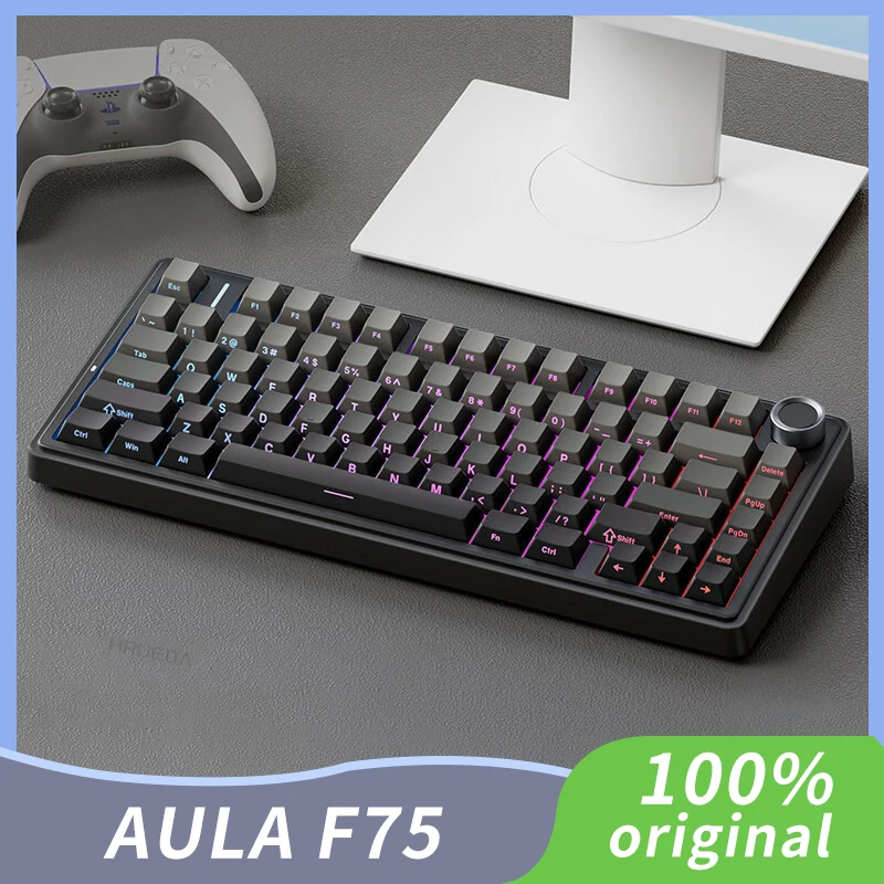 AULA F75 keyboard 75% 80 Keys Hot-Swap Gasket Bluetooth 5.0/2.4G Wireless/Wired Mechanical Keyboard PBT Keycaps for Mac/Wind Ori