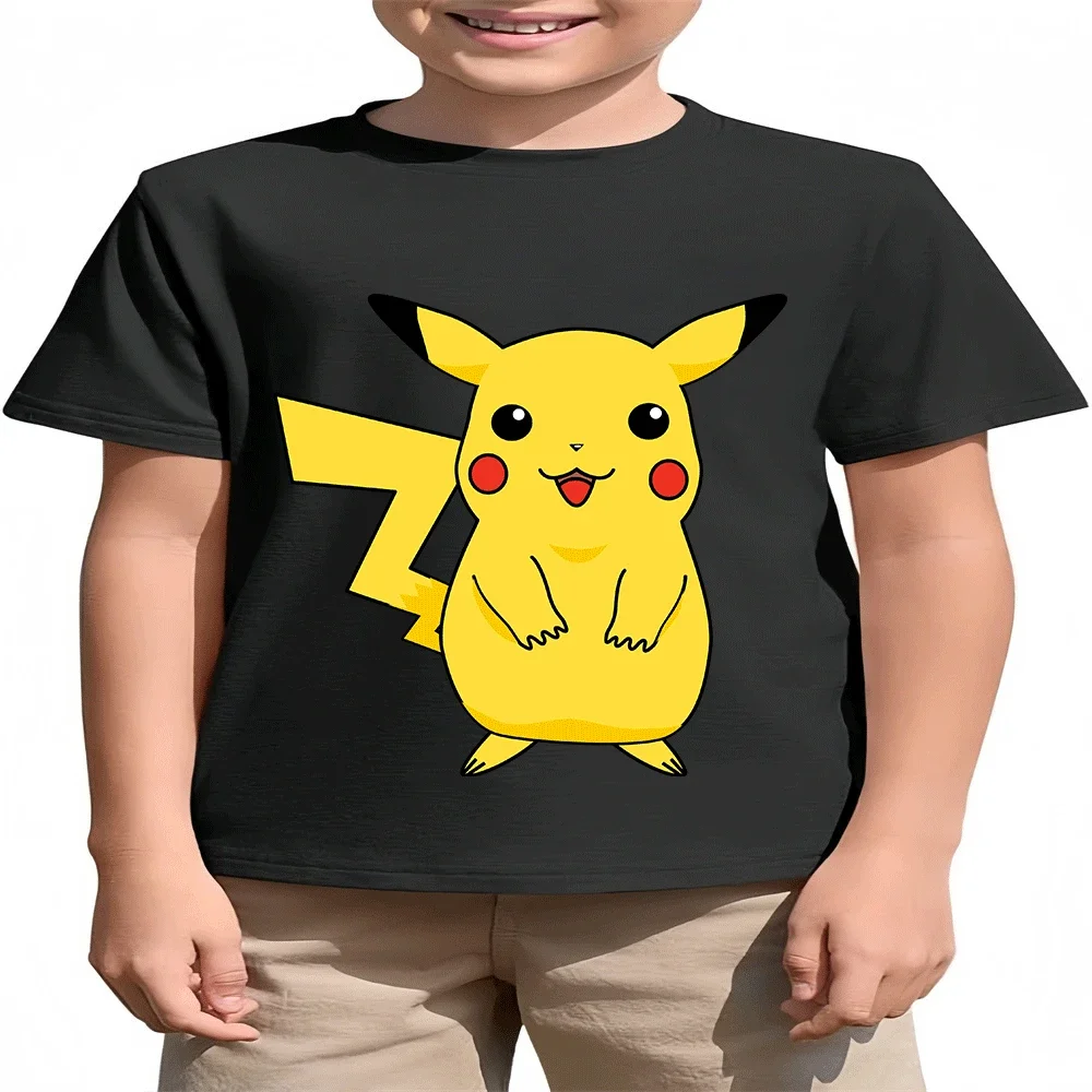 

Летняя хлопковая футболка с принтом Пикачу, модная хлопковая футболка для детей, мальчиков и девочек от 2 до 14 лет, хит продаж