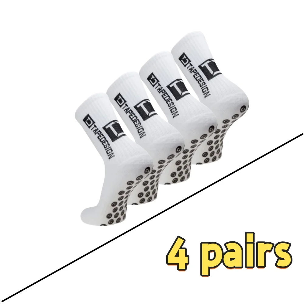 

4 pairs new TD mid tube glued football socks for sports training and competition, non slip and breathable socks
