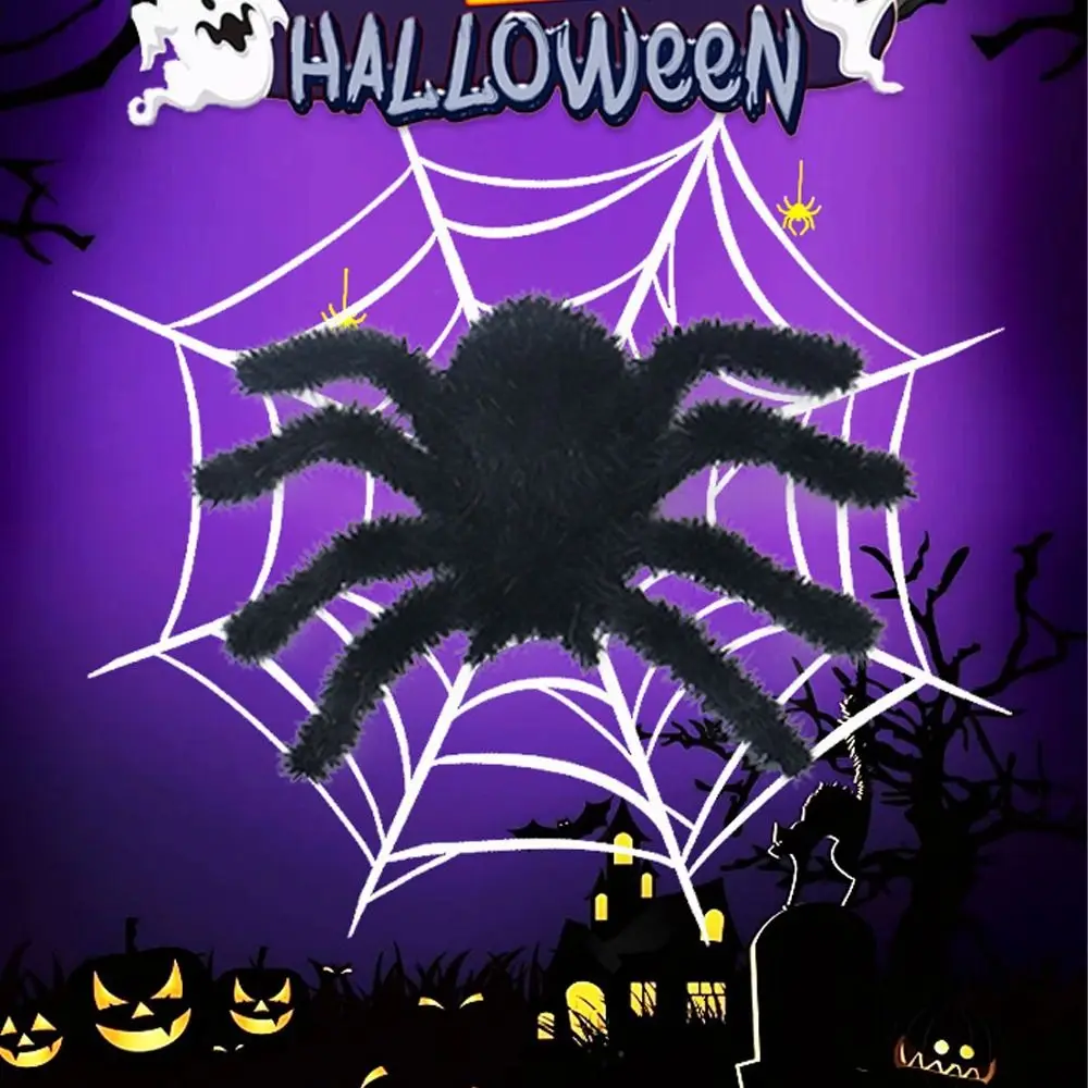 Halloween Plush Spider Modelo, Humor, Realístico, 3D, Reunindo-se, Aranha Negra, Desenhos animados, Aranha artificial, Decorar Festa de Bar