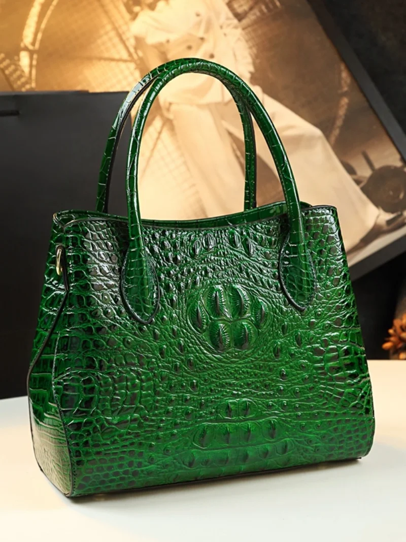 

Сумка-тоут из натуральной кожи с крокодиловым узором, женская большая сумка Capaci, сумка через плечо, повседневная сумка Briti Sle