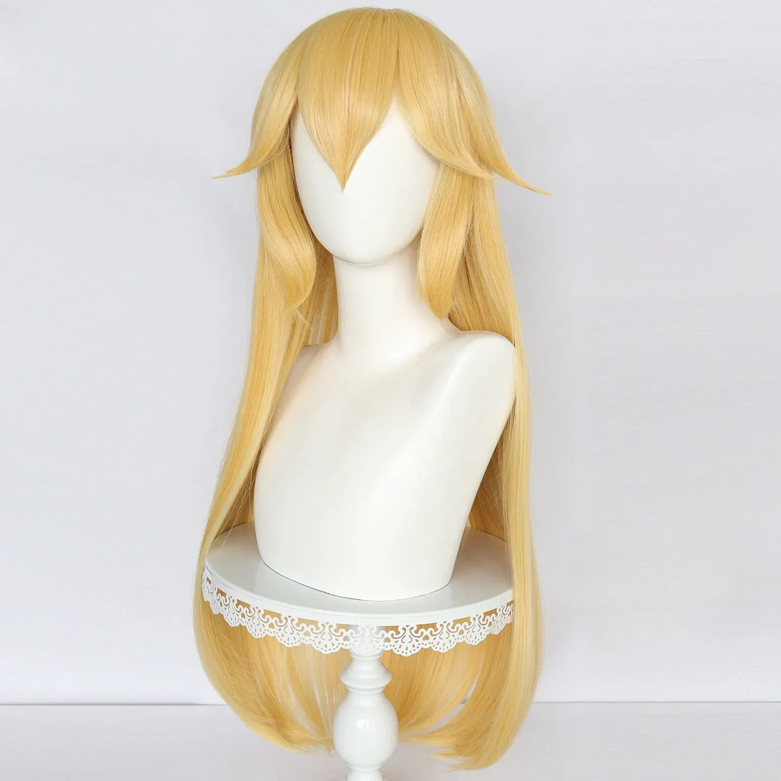 Anime Princess Peach Cosplay Wig Adult Women Long Blonde Straight Heat Resistant Synthetic Hair Role Play Wigs Halloween Props