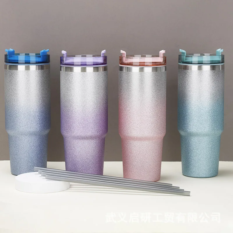 30oz Diamond Paint Ice Cup Stainless Steel Insulated  Portable Large Capacity Car Cup Straw Cup