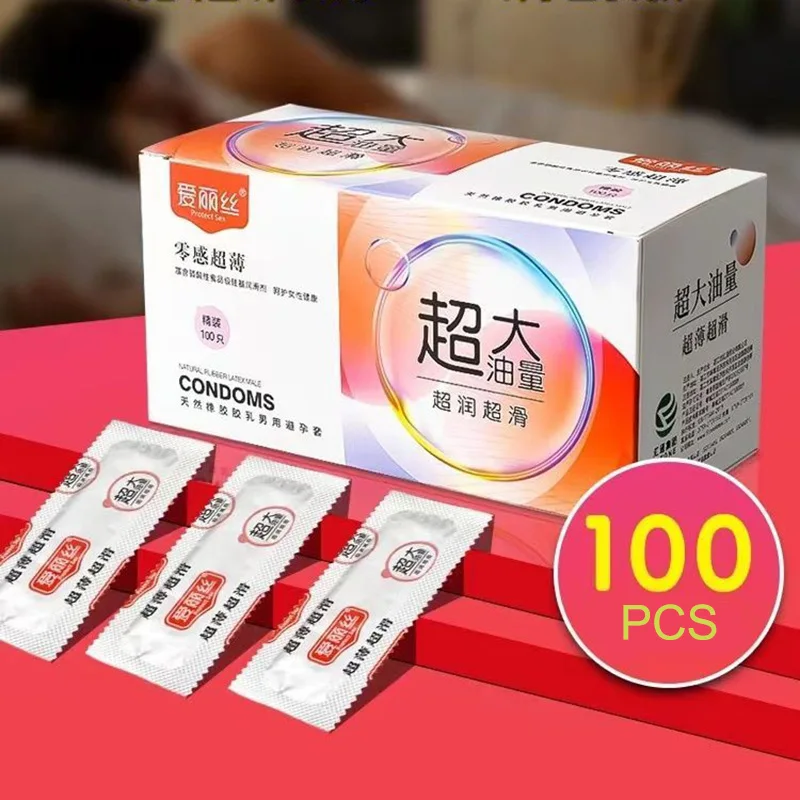 ANDLASS Condoms 100 Pcs/Lots Smooth Fruit Style Condoms For Men Slim Penis Sleeve Latex Male Camisinha Adult Sex Products