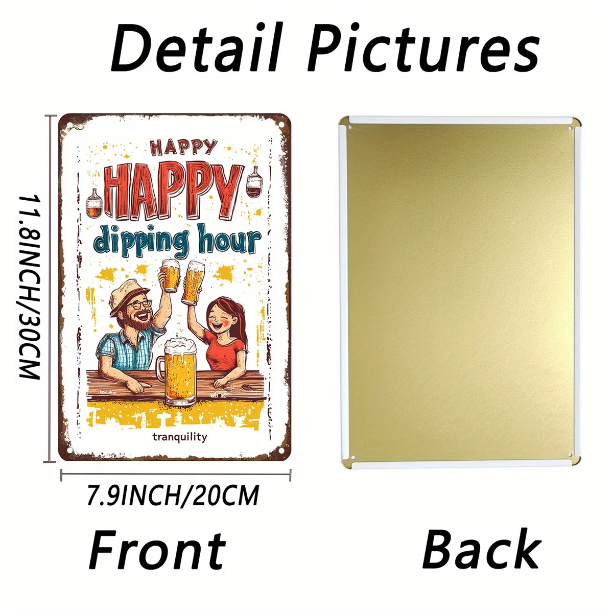 1PC ป้ายเหล็กโลหะ Vintage Happy Dip Time สําหรับบาร์โรงรถ Cafe Vintage Iron Wall Art 8x12 นิ้ว Home Wall ตกแต่ง