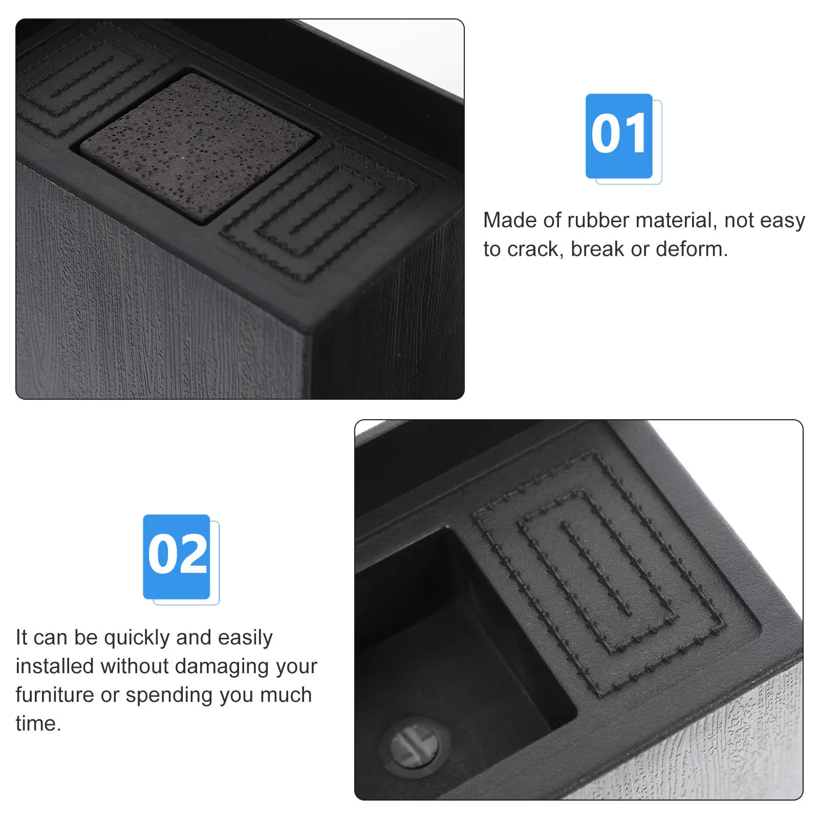 4Pcs Furniture Risers Heavy Duty Anti Slip Cushioned Protectors for Bed Sofa Table Washing Machine Lift Stability