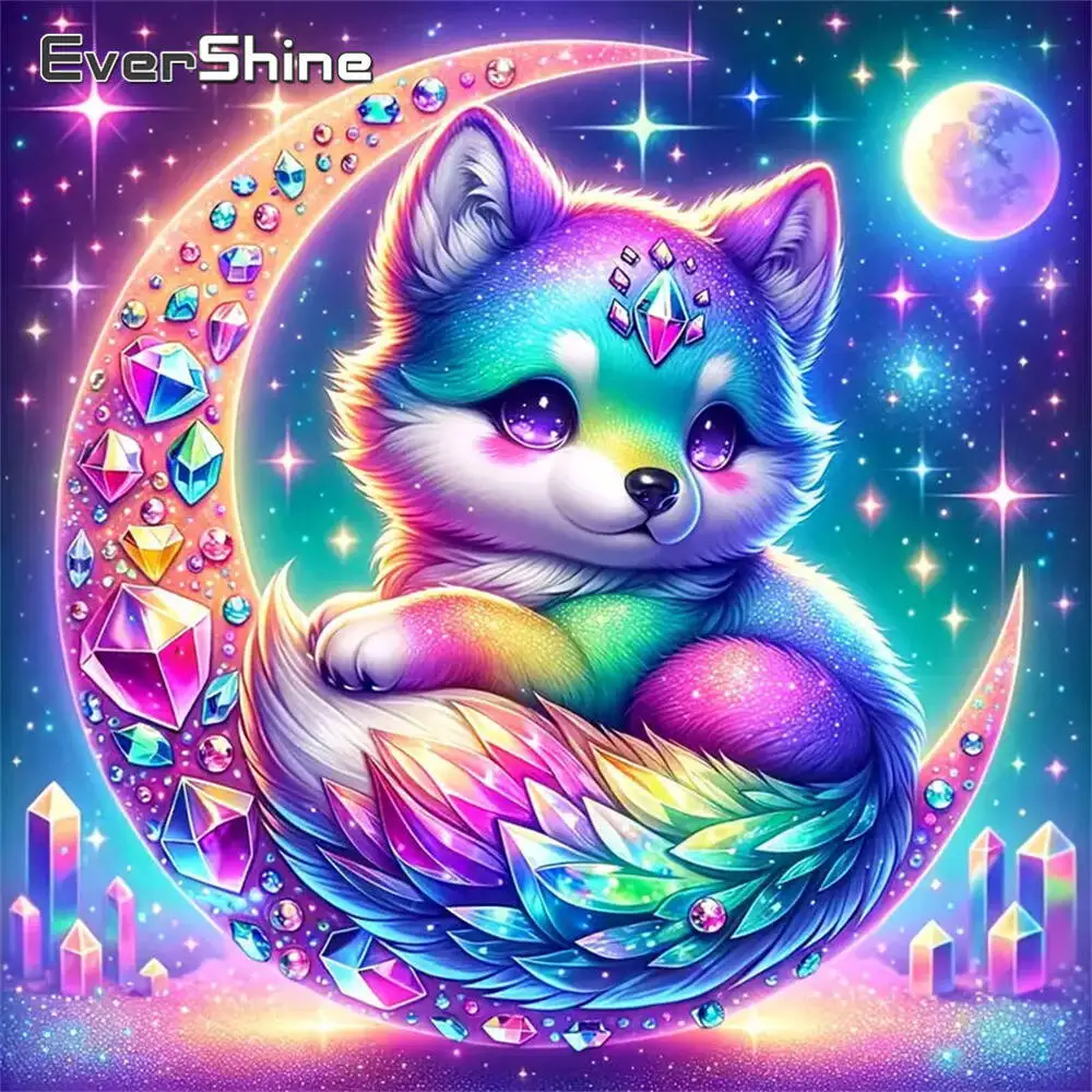 Evershine Diamant-Gemälde, Hund, Tier, Cartoon, komplett, quadratisch, rund, Diamant-Mosaik, Badezimmer, DIY-Bastelset, Heimdekoration