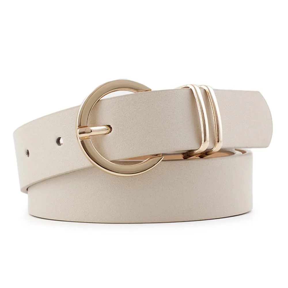 

Vintage Gold Round Button Women's Belt Soft Simple Waistband Belts Designer Luxury Leather Belt Pants