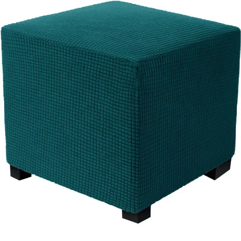 Durable Square Jacquard Durable Customized Stretch Footrest Ottoman Cover Folding Storage Stool Furniture Protector Slipcover