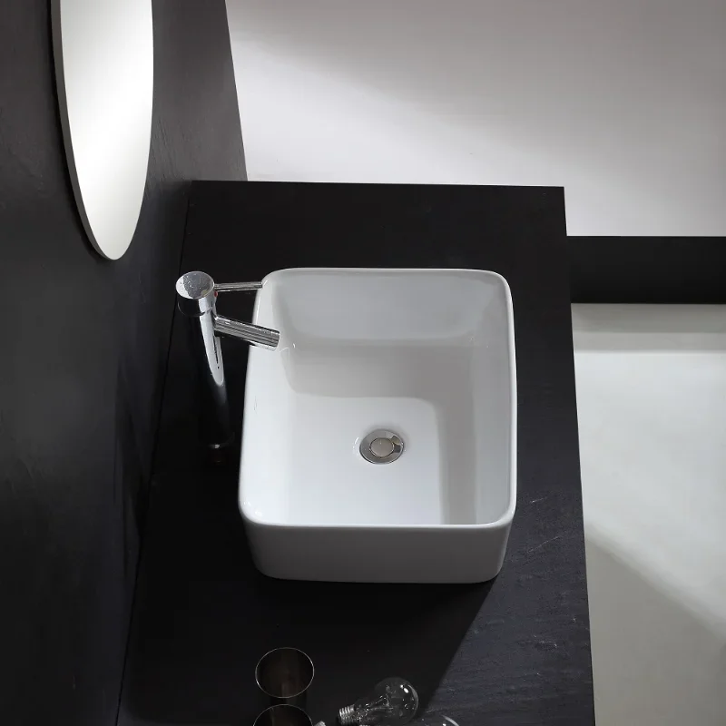 Indoor and Outdoor Washrooms Ceramic White Rectangular Sink Mall Bathroom Countertop Vanity Art Table Basin