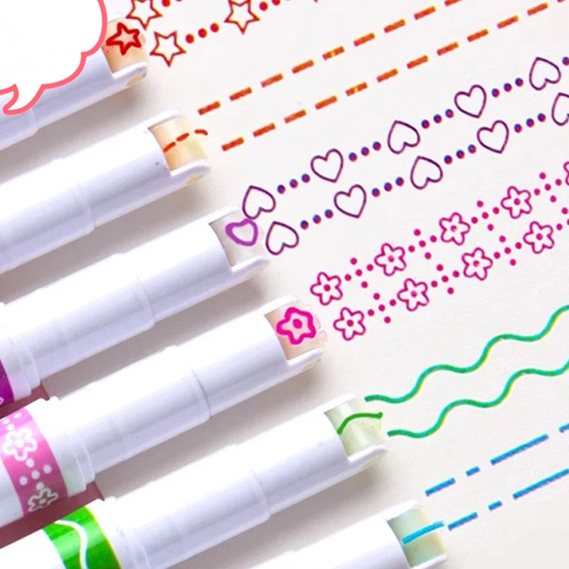 Lace outline pen, curved line pen, fluorescent highlighter, roller marker pen, doodling journal pen image 5