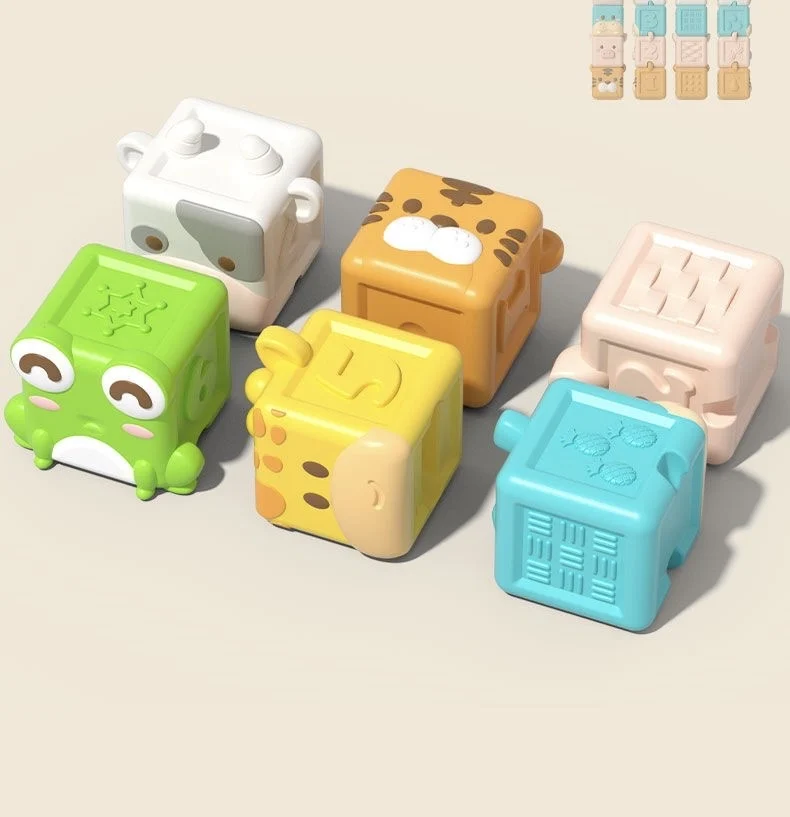 Soft Rubber Building Blocks Baby Toys for 0-1 Year Old 3-Month-Old Infants 6-12 Months Grasping Stacking Educational Playset