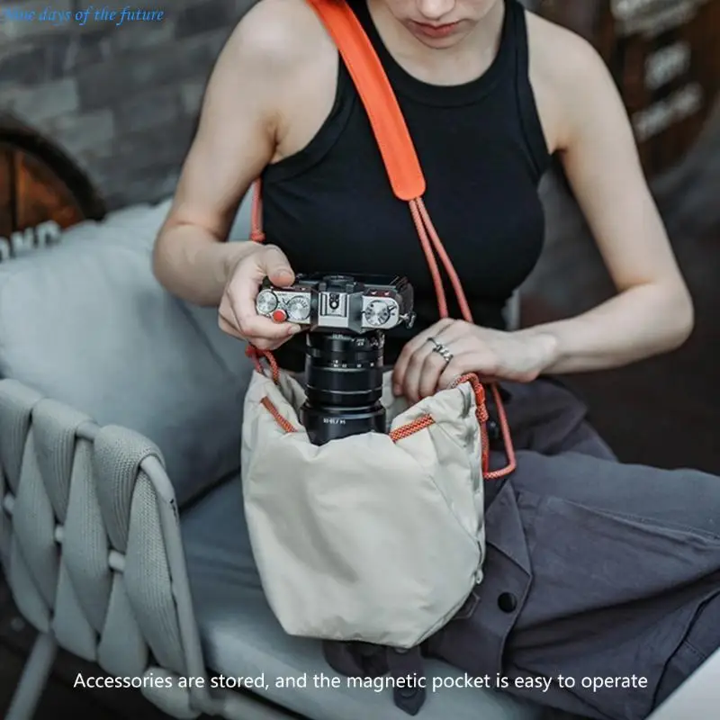 DSLR Camera Insert Bag Shockproof Partition Padded Inner Case with Drawstring E65A