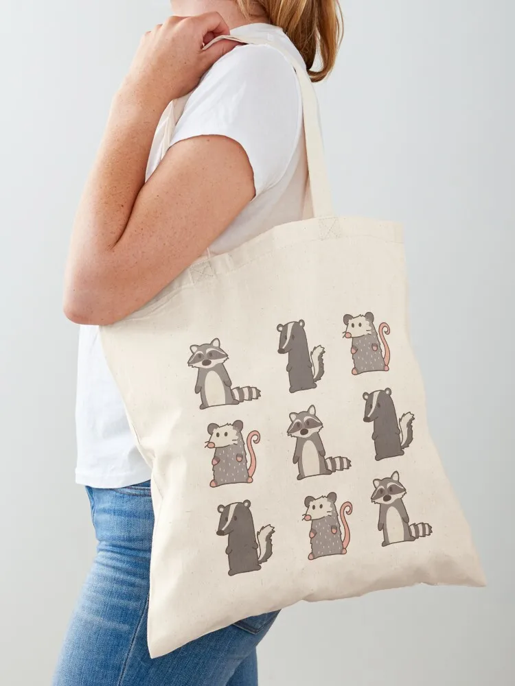 

raccoon, opossum & skunk woodland friends #2 Tote Bag Shopping bags custom fabric bag custom bags Canvas shoulder bag