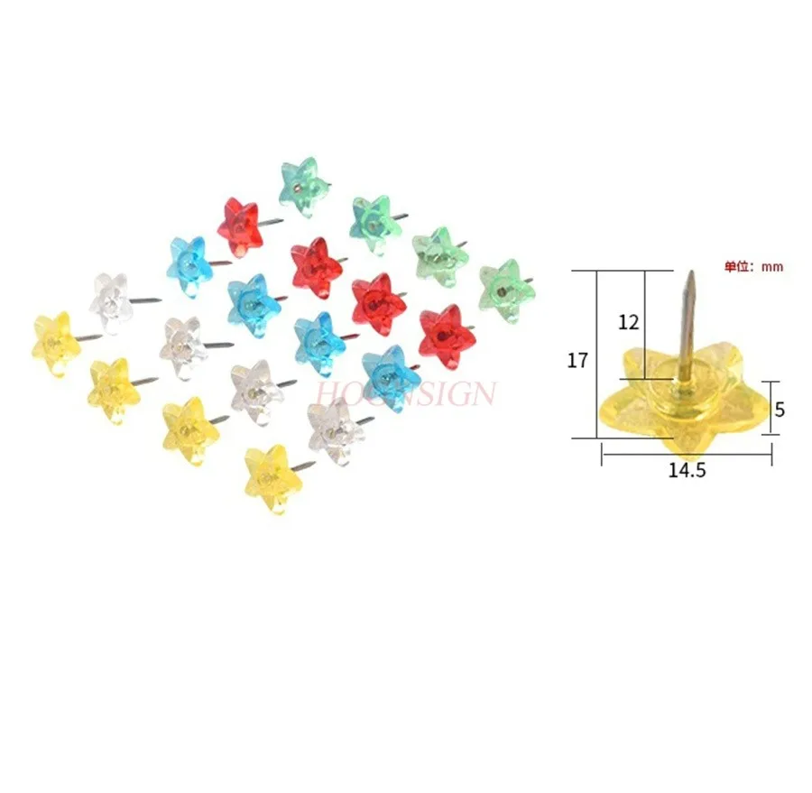 100 stücke Transparent Stern Mischfarbe Push Pin Kindergarten Dekoration Taste Kork Nagel Foto Wand Kunst Nagel I-förmigen Nagel