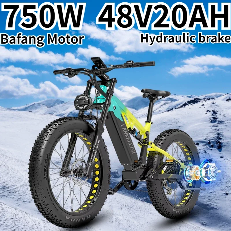 Lankeleisi RV800 Electric Bicycle 750W Bafang Motor 48V20AH Mountain Snow E Bike Hydraulic Brake 26*4.0 Fat Tire Electric Bike