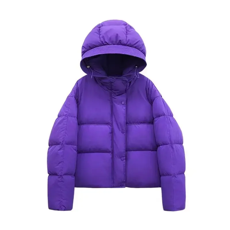 2022 Women Winter Vintage Loose 90 White Duck Down Light Jacket Fashion Pinkycolor Warm Parkas Female Outerwear Tops Mujer