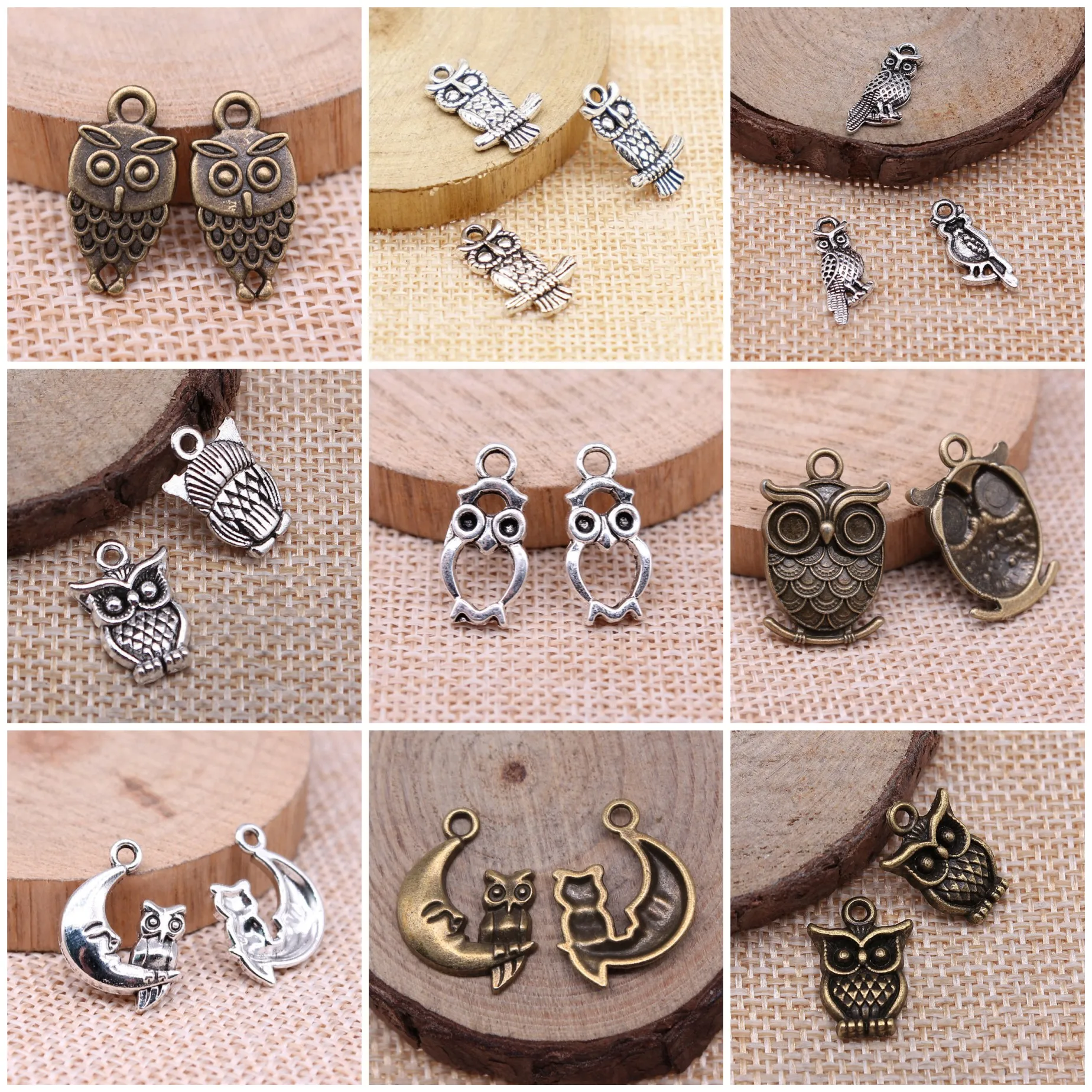 Vintage Owl Night Bird Charms Pendant Forest Wildlife Charms For Jewelry Making Bracelet Necklace DIY Craft Bulk