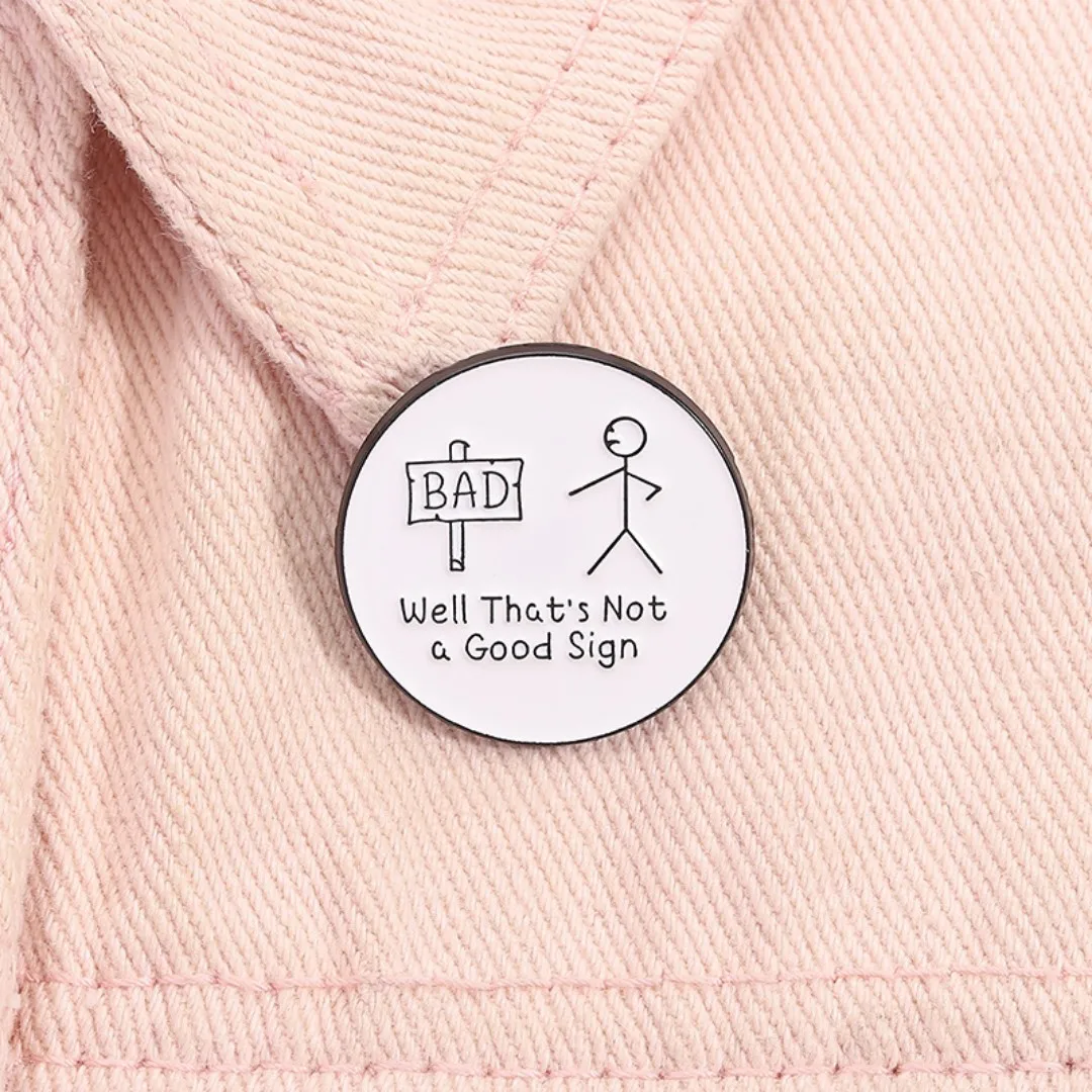 عصا الشكل مضحك روح الدعابة المينا دبابيس الكرتون علامة جيدة هذا ليس علامة جيدة بروش معدني الملابس قبعة شارة مجوهرات هدايا