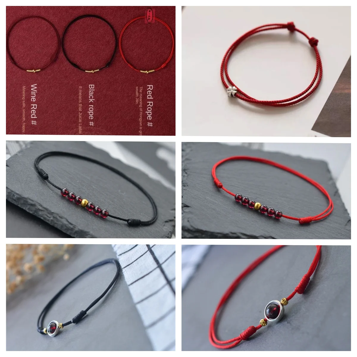 الأزياء اليدوية سوار حبل أحمر محظوظ الإسورة النساء الرجال عشاق أفضل أصدقاء محظوظ سوار خلخال حجم ضبط