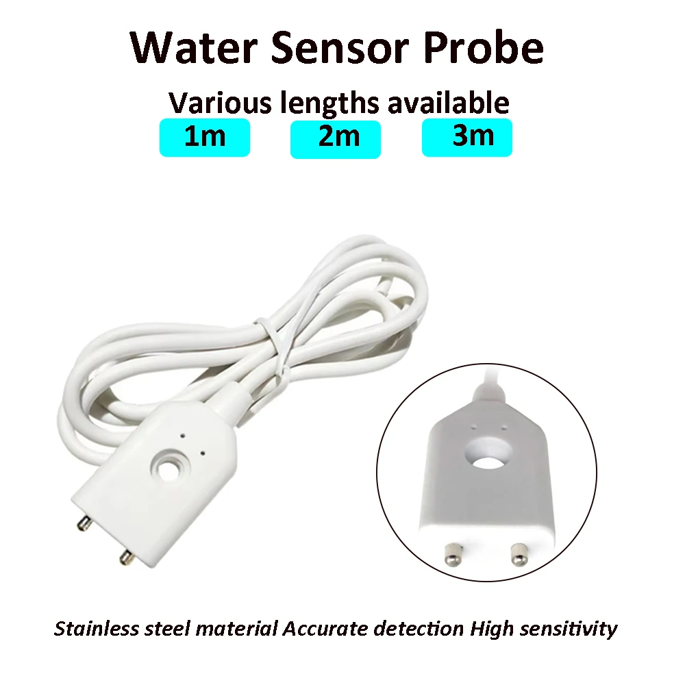 1m 2m 3m Water Sensor Probe for Water Leak Sensor WIFI Electronic Leak Detector -10℃～50℃ for House Company Warehouse Accessories