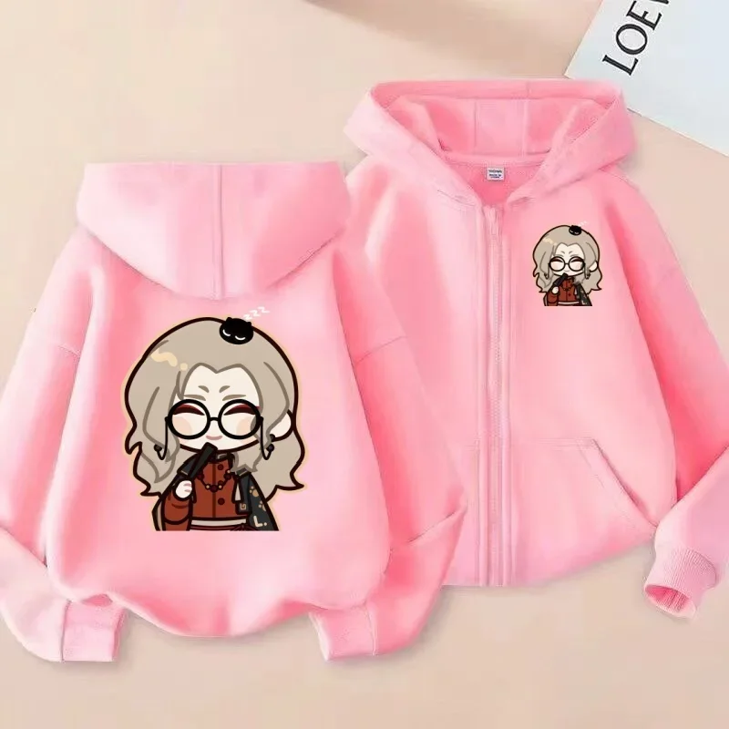 سويت شيرت بسحاب للأطفال Q-Version بغطاء للرأس مطبوع عليه الرسوم المتحركة للرجال والنساء، بلوزة عصرية غير رسمية #5