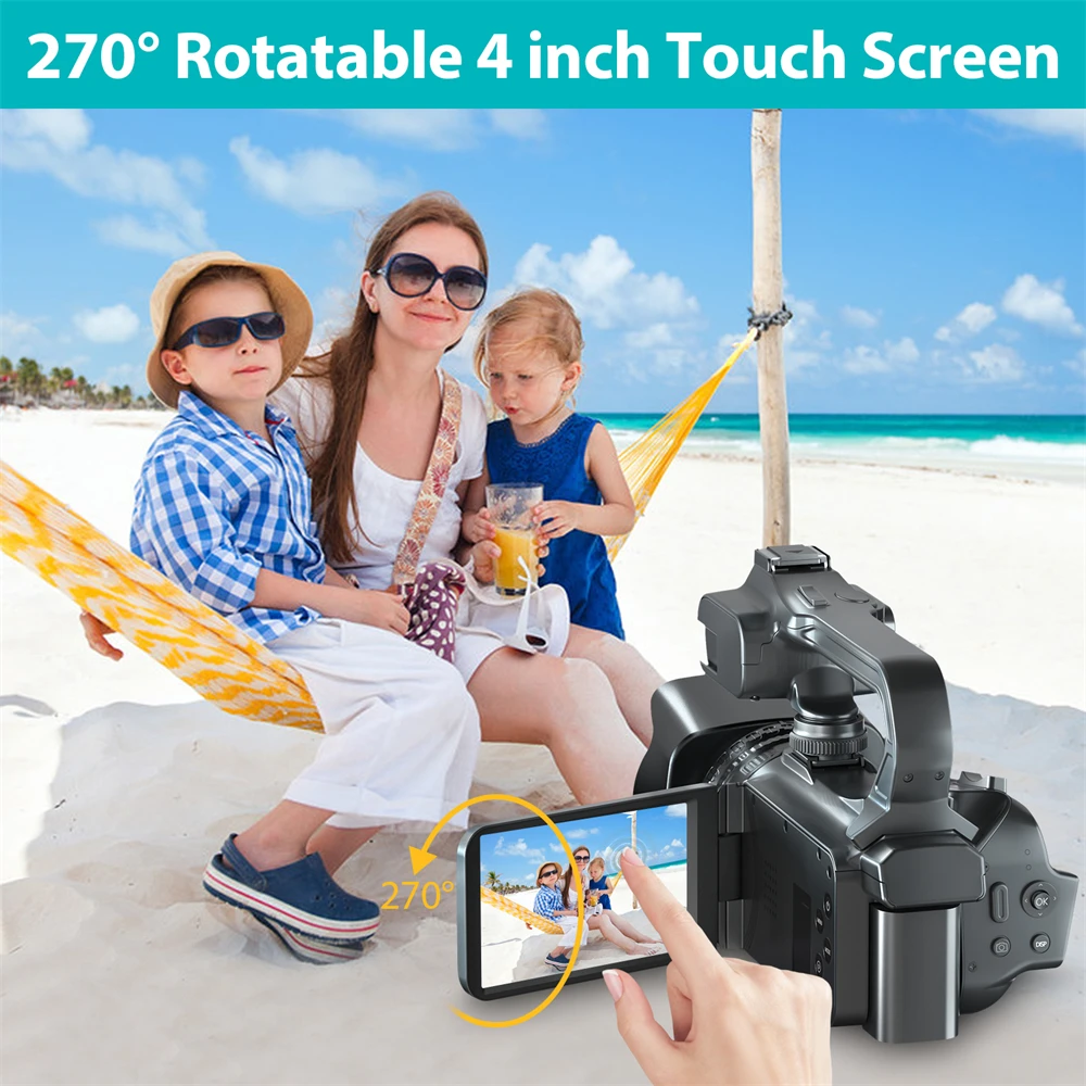 2024 4K 60FPS YouTube Camcorder 4K Ultra HD 64MP Streaming Camera 4.0 inch Touch Screen Digital Video For Tiktok Live Broadcast