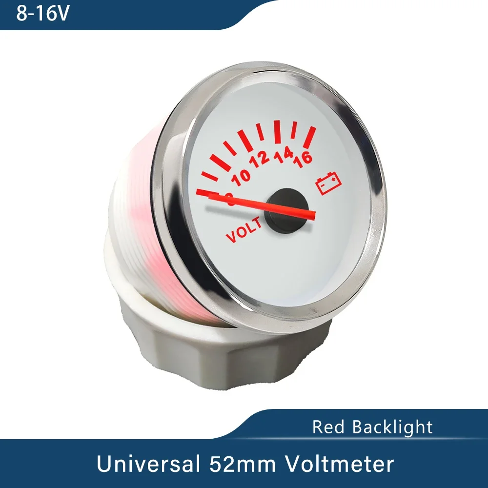 Motorcycle Car Yacht Universal Waterproof 52mm Voltmeter Volt Gauge Meter 8-16V 16-32V 8-32V with Red Backlight