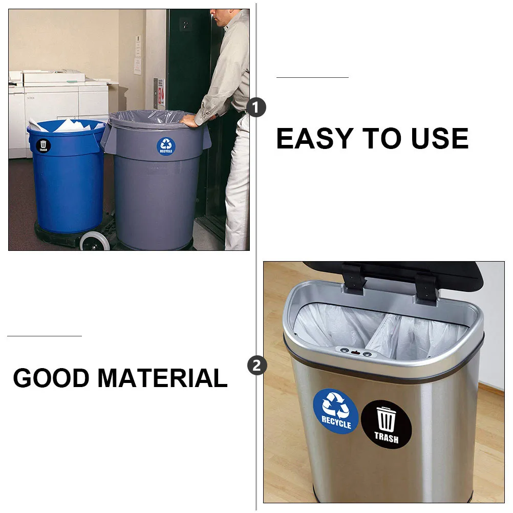 1Set Garbage Classification Decals PVC Reusable Environmental Protection Waste Container Stickers for Home Office Public Area