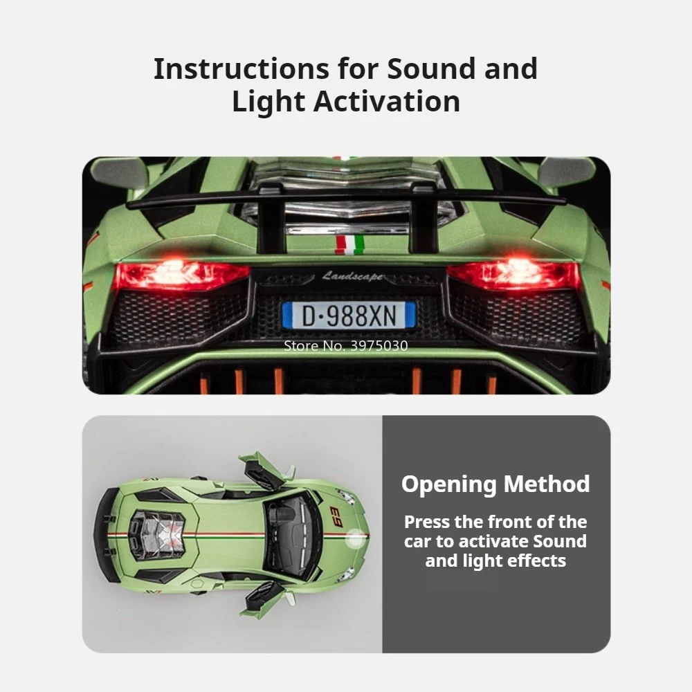 1:22 Lambor LP780 V12 GT modèles de voitures de sport jouets en alliage avec son lumière retirer modèle véhicules miniatures pour enfants cadeaux