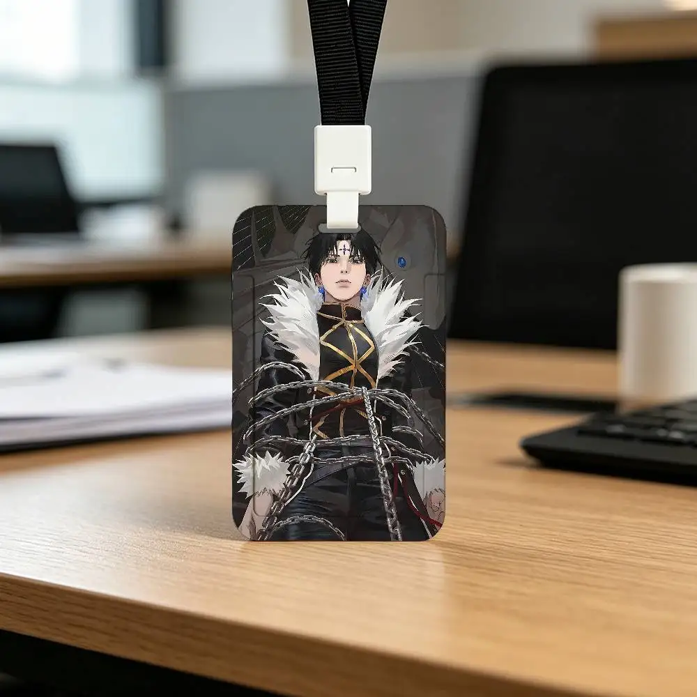 Chrollo Lucifer Print Card Printed Tag Holder With Detachable Lanyard, Business Employee ID Card Holder