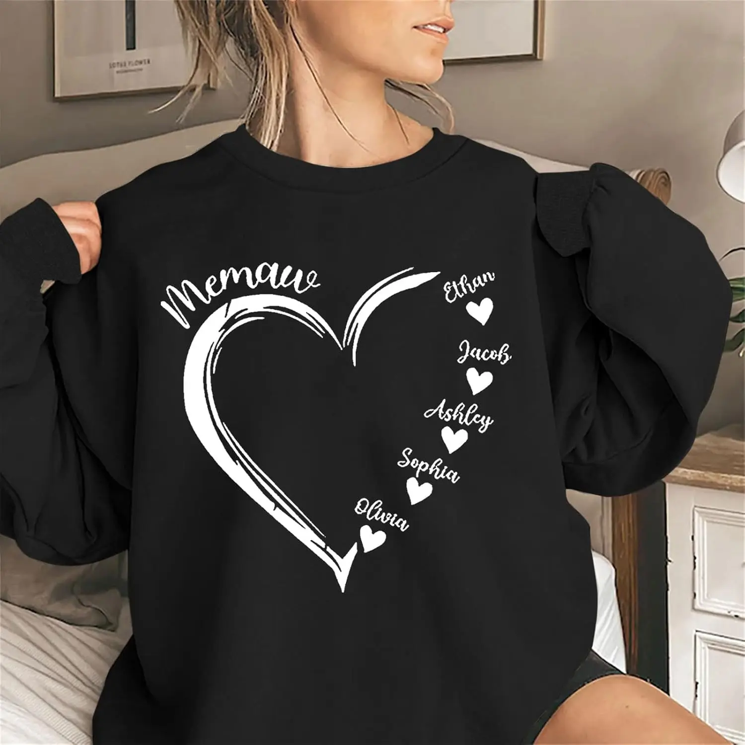 Valentine's Day Sweatshirt for Women 2024 Long Sleeve Love Heart Print Crewneck Pullover Shirts Slim Tunic Causal Blouse Tops