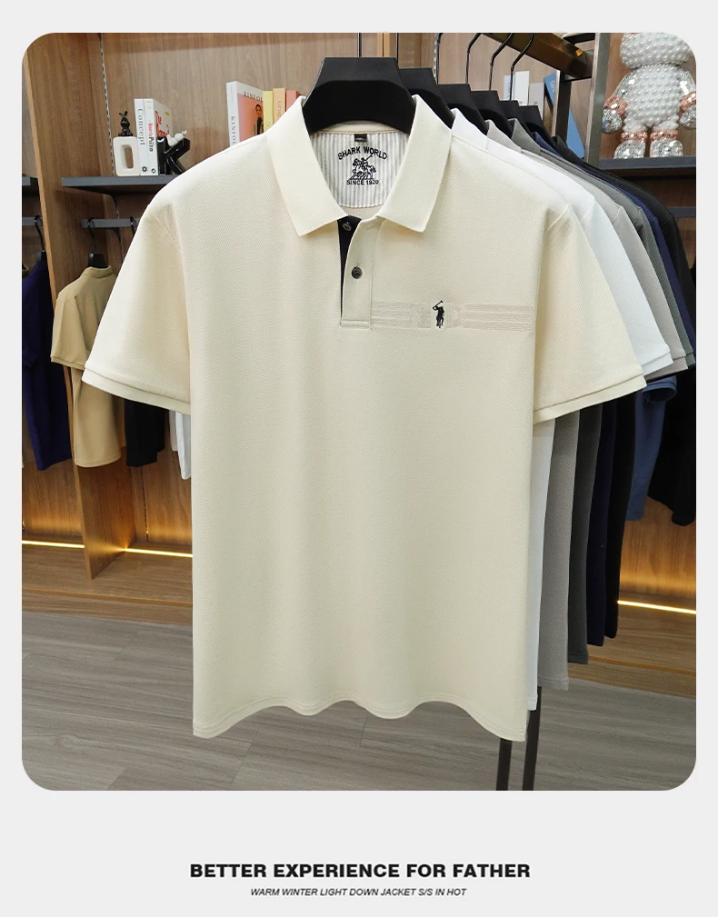 High-End-Marke Stickerei Kurzarm POLO Shirt Männer Flip Golf-Tops Sommer Komfort Seide Baumwolle Mode Business Leisure Paul T-Shirt – Detail 14
