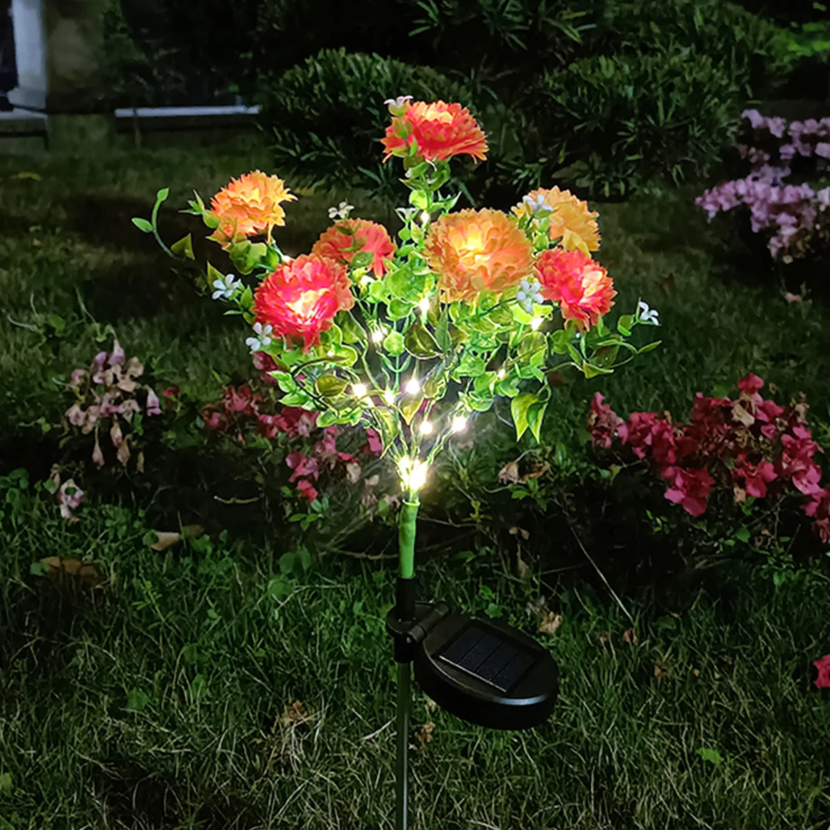 Solar LED Lights Lilac Lawn Lamp Red Pink Purple White Yellow Flower Lantern For Holiday Party Yard Garden Decorative Warm Light