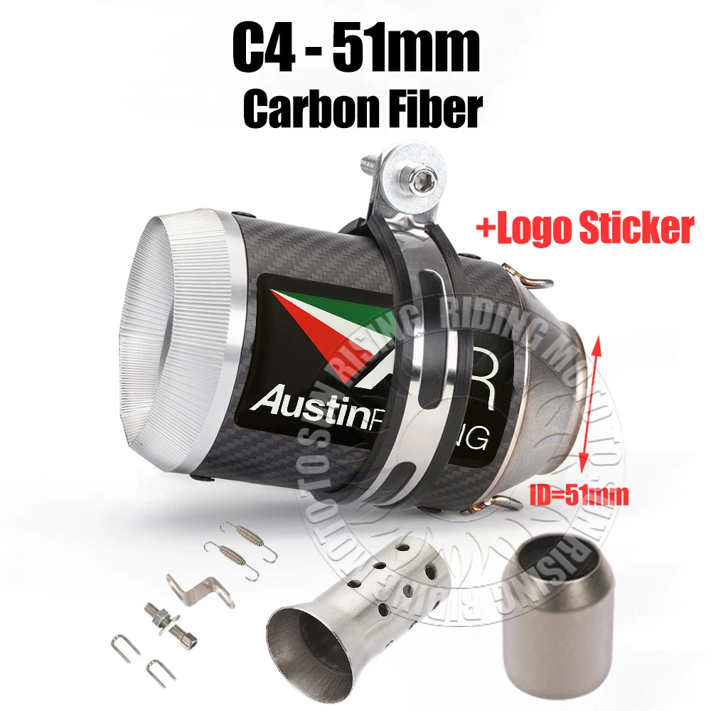 51mm 60mm Carbon/Stainless/Titanium AR Motorcycle Exhaust Muffler For Kawasaki Honda Yamaha KTM CF Suzuki Ktm Bmw etc Tail Pipe image 3