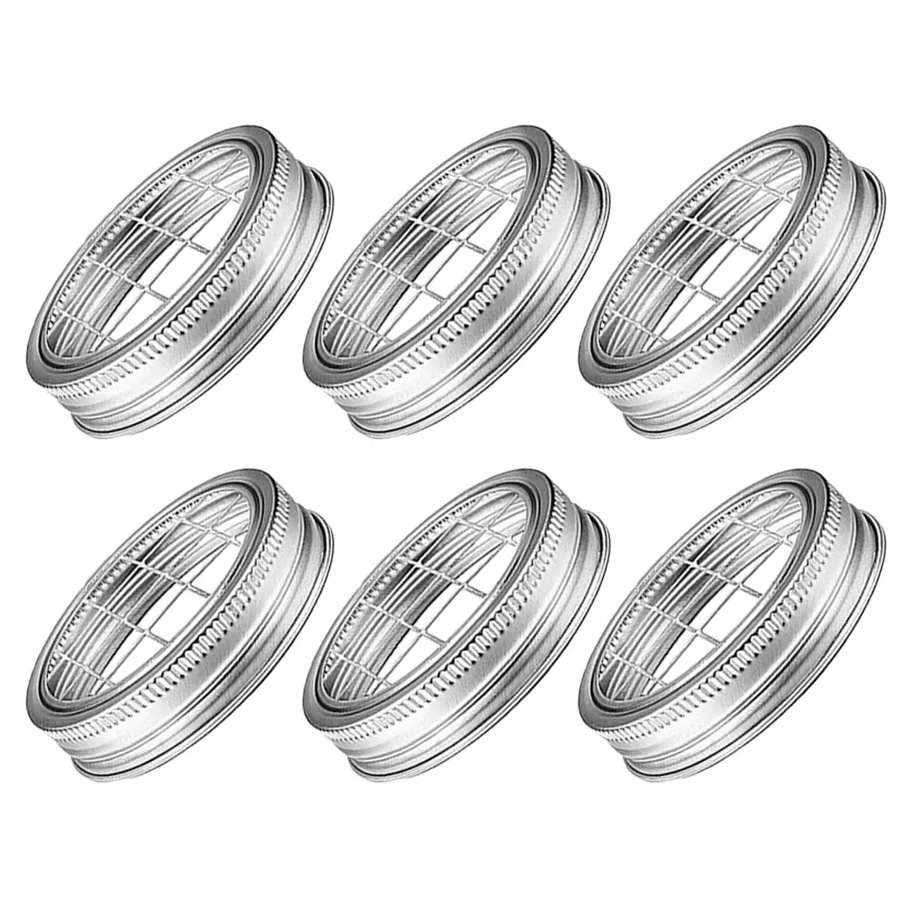 

6 Sets Jar Flower Lid Inserts 70mm Grid Daisy Jar Lids Covers Stainless Steel Canning Vase Storage Bucket Home Office