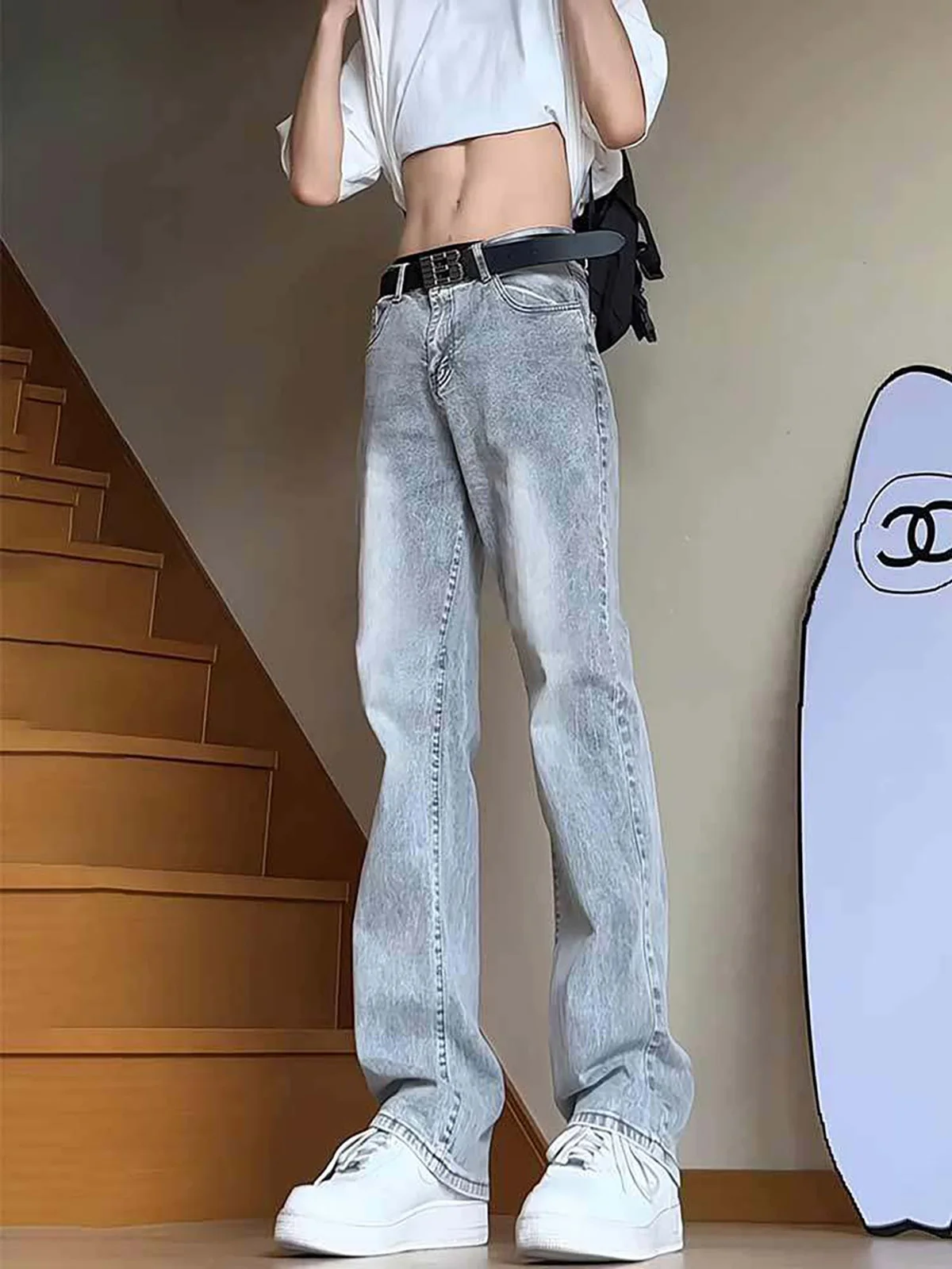 

Vintage High Street Skinny Jeans Men's Spring Thin American Style CleanFit Straight Leg Pants Youth Casual Jeans Straight Tube