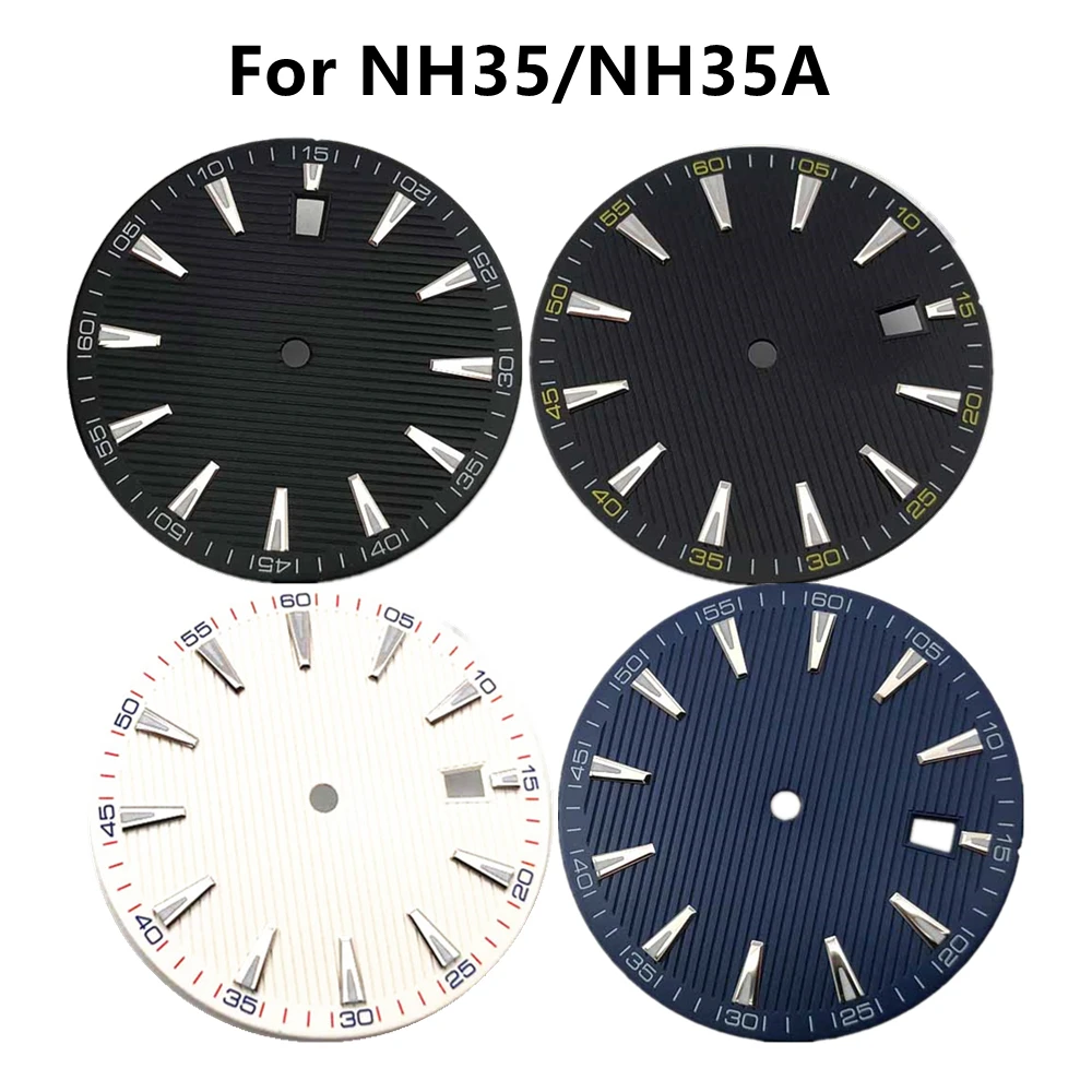 33.5mm Watch Dial Plate w/ Date Window @3 Replacement For NH35/NH35A 4R35 Automatic Movement Watch Face