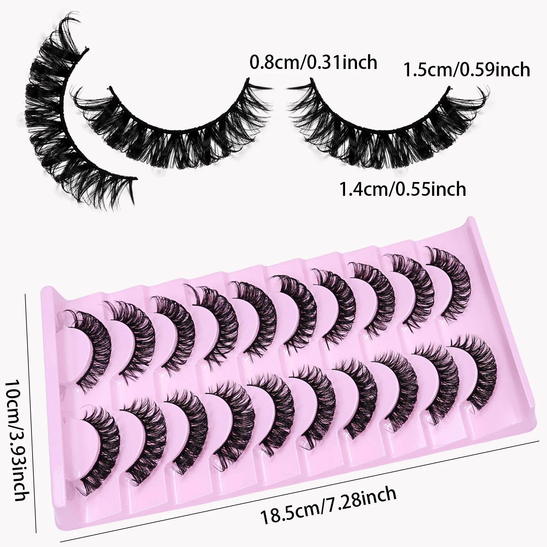 10 par D Curl Russian Strip Lashes Fluffy Volume Fałszywe rzęsy D Curl Dramatyczne kocie rzęsy Makijaż Sztuczne rzęsy