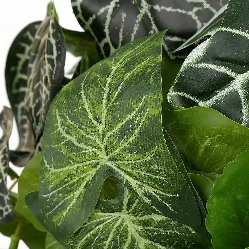 18 Leaves Artificial Plant Leaves Green Taro Tortoiseshell Leaf Simulation Greenery Grass Living Room Decor Party Supply