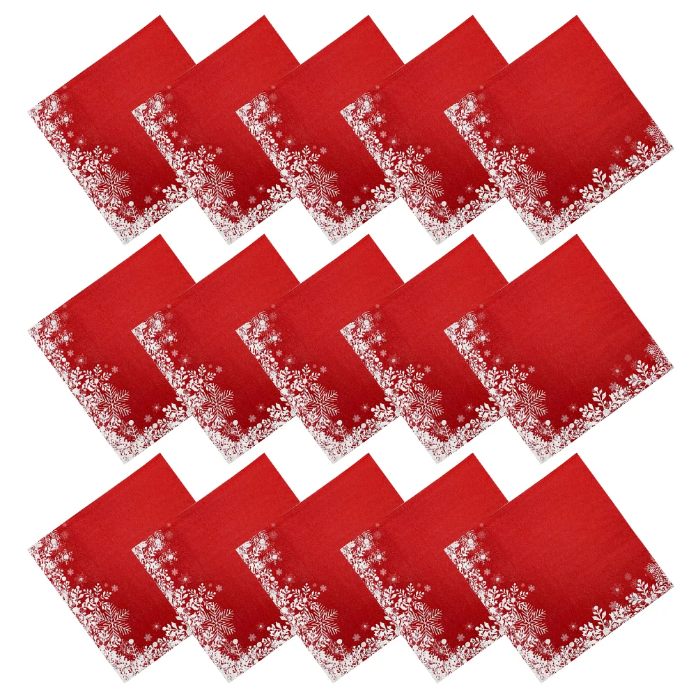 20pcs 16cm Christmas Red Snowflake Paper Napkins Christmas Decoration For Christmas Party Christmas Dinner Napkins Guest Towels