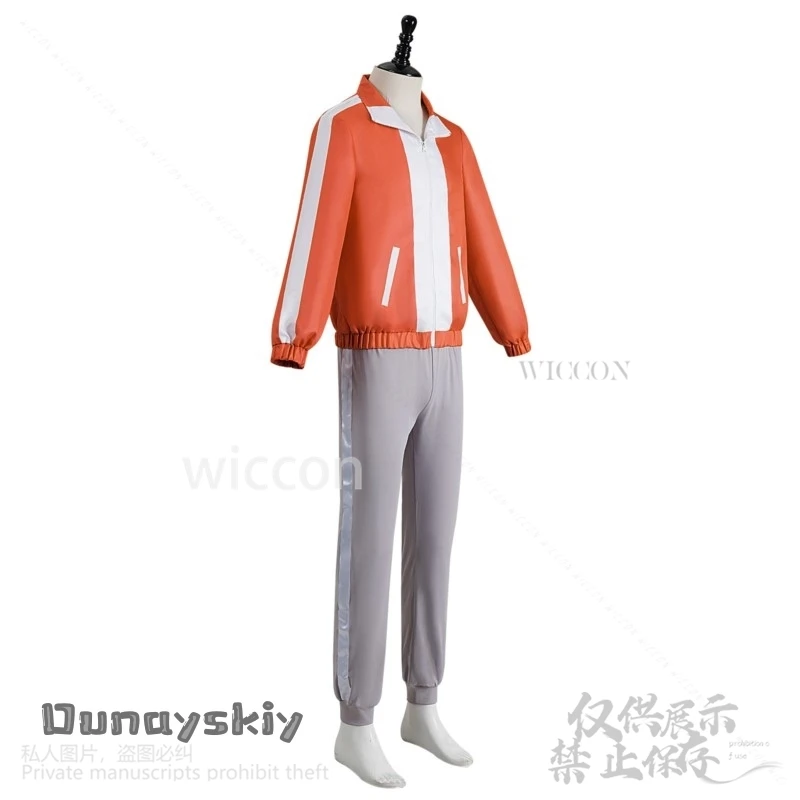 أزياء أنيمي دان دا دان جين إنجوجي رجل وسيم تأثيري سترة برتقالية معطف السراويل الرياضة موحدة الباروكات لفتاة دندادان موحدة
