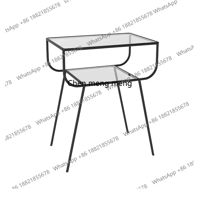 Light Luxury Tempered Glass Simplicity Modern Bedside Table Iron Bedroom Simple Bedside Table