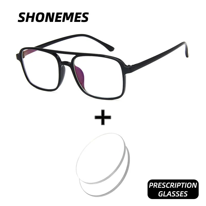 

SHONEMES квадратные очки по рецепту, стильные очки с двойной перемычкой для мужчин и женщин, оптические очки с защитой от синего света для близорукости/дальнозоркости