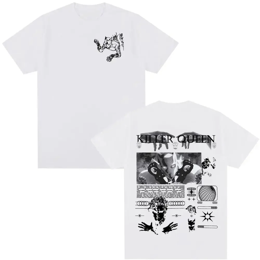 المبيعات الساخنة أنيمي تي شيرت القاتل الملكة الجرافيك تي شيرت الرجال النساء عادية طباعة القطن قصير الأكمام المتضخم تي شيرت للجنسين