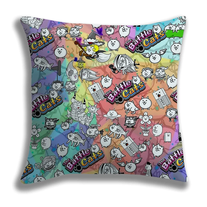 Cute Cartoon The Battle Cats Pillow Case Single-sides Pillowcase 45*45cm Home Decorative Throw Pillow Cover Sofa Cushion Cover