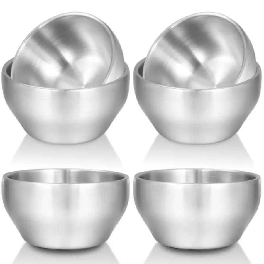 

SUS304 6Piece Stainless Steel Bowls for 12 oz 18 8 Metal Bowls for Toddler Small Baby Bowls for Feeding Soup Snacks Double Wall