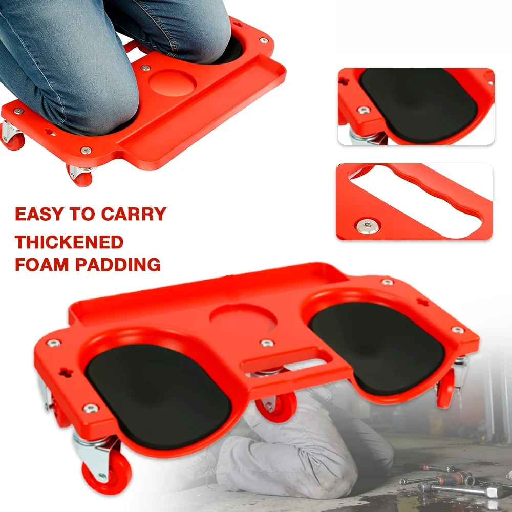 

Rolling Knee Pads Creeper with Wheels Rolling Knee Dolly Foam Cushioned Knee Cups Heavy Duty for Auto Repair Flooring Garage Use
