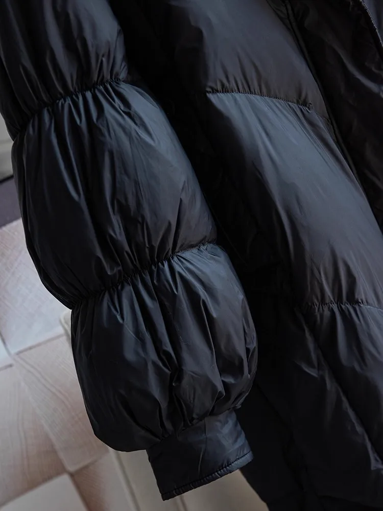 Chaqueta larga de invierno con cuello de piel de zorro para mujer, abrigo grueso y cálido para mujer, abrigo holgado de gran tamaño, cortavientos de diseñador