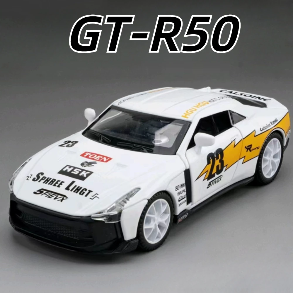 1:32 Scale Nissan GTR Racing Car Model Toy Alloy Diecast Pull Back Sound Light Miniature Sports Cars Models Boys Hobby Gifts